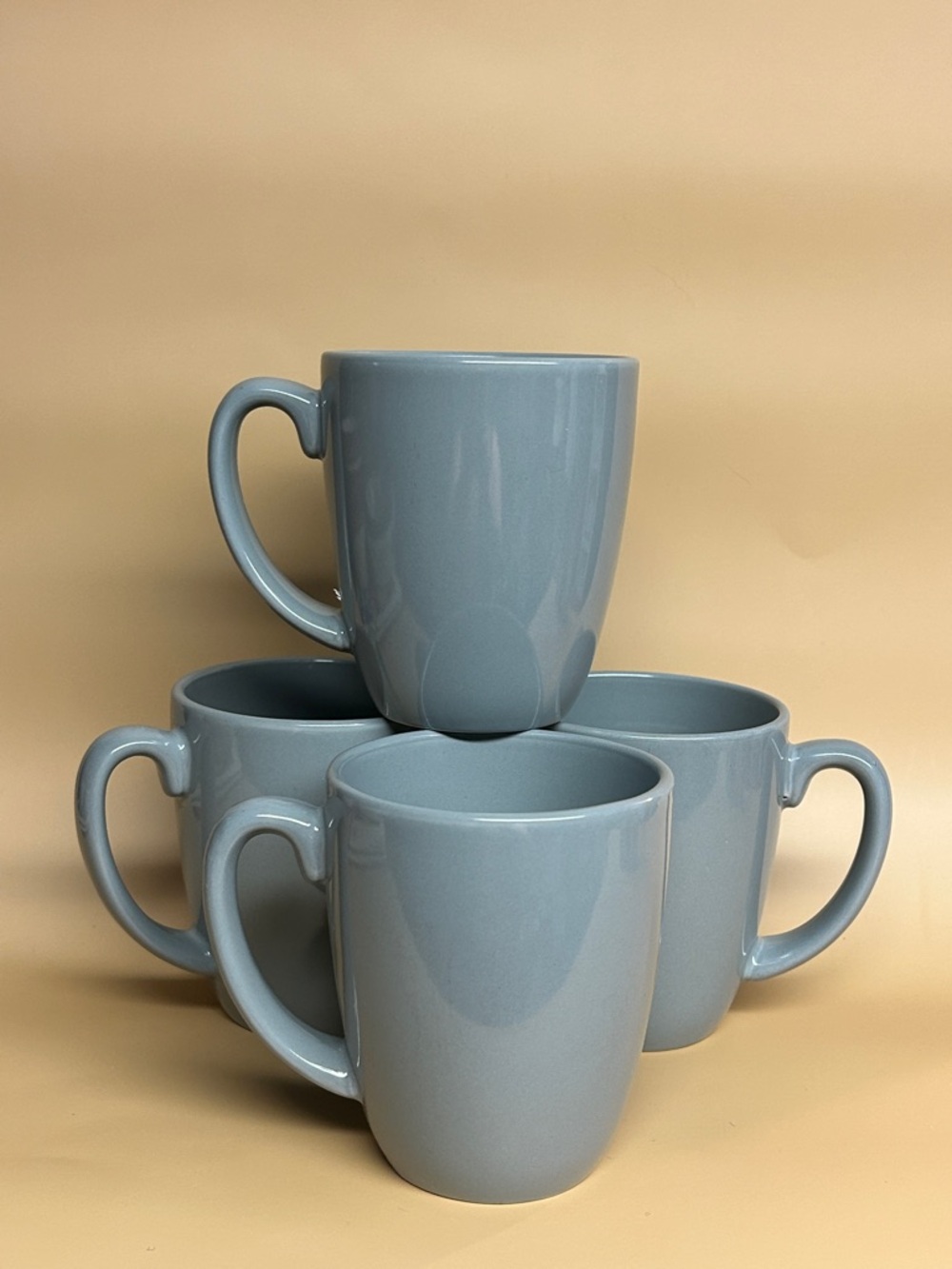 Corelle coordinated Stoneware Light grey Coffee Mugs Cups Made in china Lot of 4